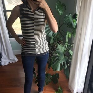 100% cashmere navy and grey stripe tank top oonagh
